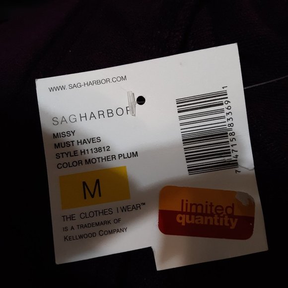 NWT SAG HARBOR Purple Plum Cardigan sweater top attached Size Medium Womens gem - Picture 3 of 9